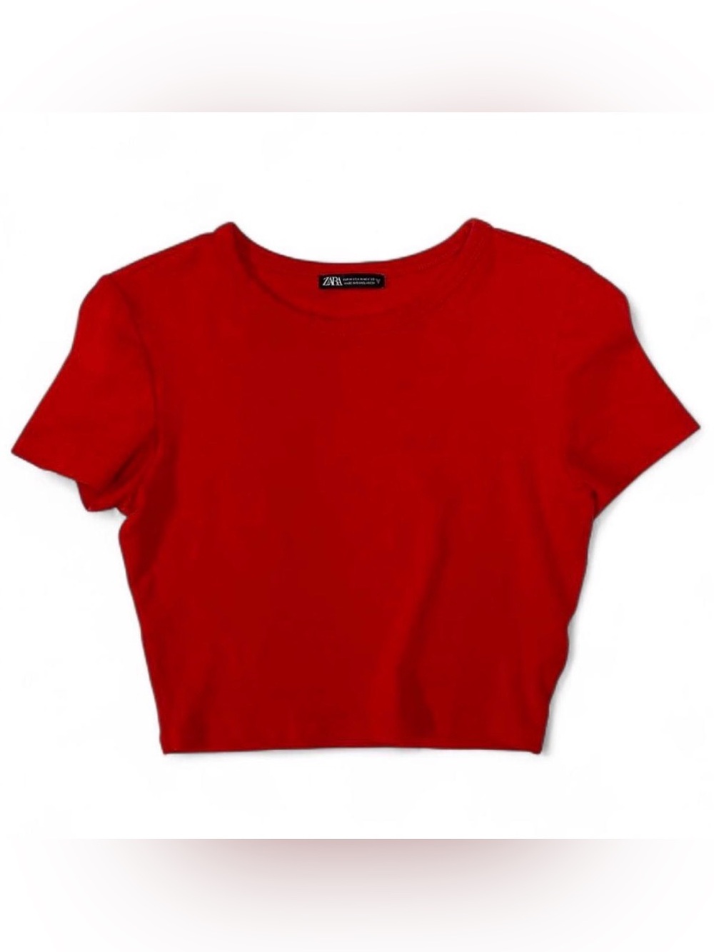 Zara Red Short Sleeve Cropped Tee